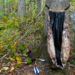 An example of a hammock seat blind I set up overlooking a creek bed. Note how the seat dictates the blind construction.